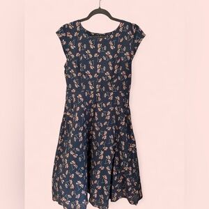 Mata Traders Orange A-Line Midi Dress Cap Sleeve